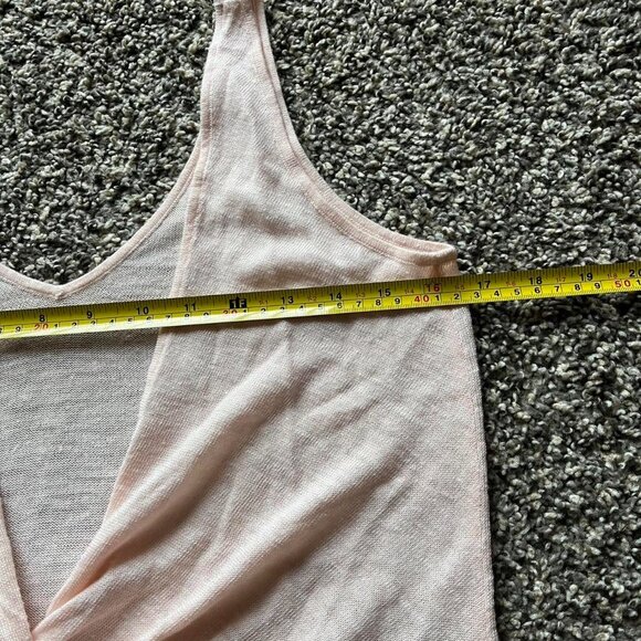 Lululemon Pink Knit Tank Top Sleeveless Knotted Womens S-M Low Cut Back Sheer - Picture 6 of 7
